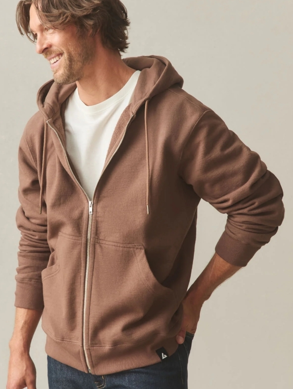 American Giant Mens Large Brown Relaxed Classic Full Zip Hoodie Sweatshirt NWOT